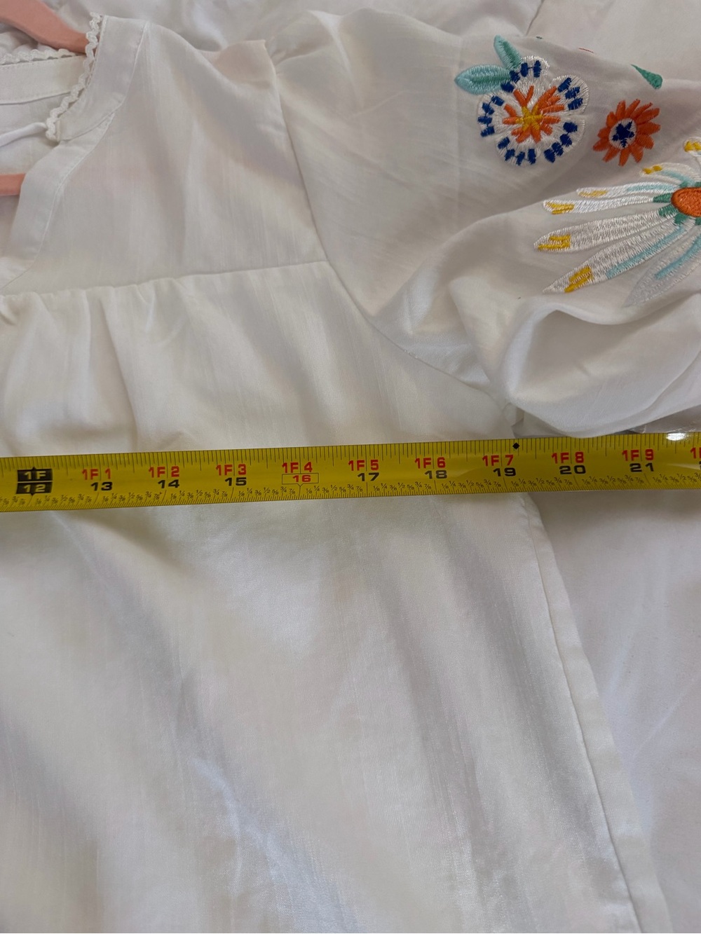 Embroidered Puff Sleeve Peasant Top - White - Picture 7 of 9